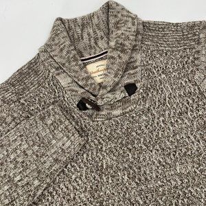 Weatherproof Vintage Men's Large Knit Sweater Pullover Brown Grey White